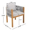 Christopher Knight Home Percival Modern Coastal Acacia Wood Outdoor Dining Chairs with Rope-Wrapped Arm and Cushions (Set of 2) - 3 of 4