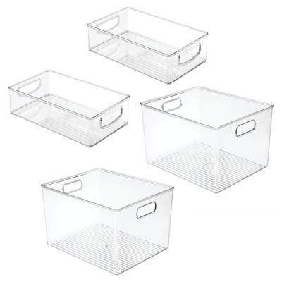 mDesign Plastic Kitchen Food Storage Organizer Bin, 4 Piece Set - Clear