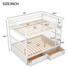 RISOKEYS Full-Over-Full Convertible Beds, Bunk Bed with 2 Storage Drawers and Ladder, Can be Devided into 2 Beds, No Spring Box Needed, White - 3 of 4