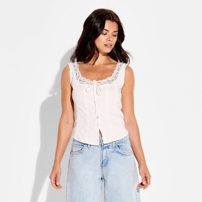 Lace Trim Tank Top