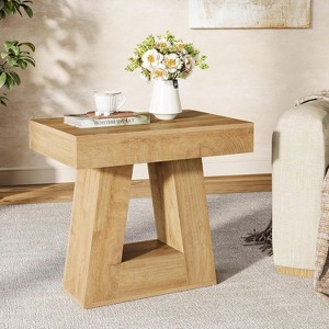 Tribesigns 24" Wooden Side Table for Living Room, 2-Tier End Table with Trapezoid Base, Small Farmhouse Nightstand for Bedroom - 1 of 4