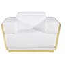 HomeRoots 47" White and Gold Italian Leather Club Chair - 4 of 4