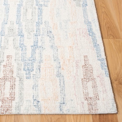 Ivory and Blue Hand-Tufted Wool Geometric Area Rug