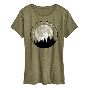 Women's - Instant Message - Full Moon Pine Trees- Women's Short Sleeve Graphic T-shirt Short Sleeve Graphic T-Shirt - 1 of 4