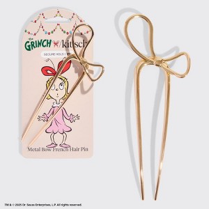 The Grinch x Kitsch Gold Bow French Hair Pin - 1 of 4