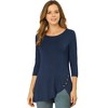 Allegra K Women's 3/4 Sleeve Round Neck Button Decor Casual Stretchy Tunic Tops - 4 of 4