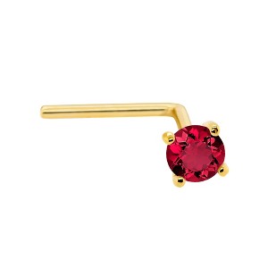Jewelry Avalanche 22G 14K Gold L-shape Nose Stud with Ruby Gemstone - 1 of 2