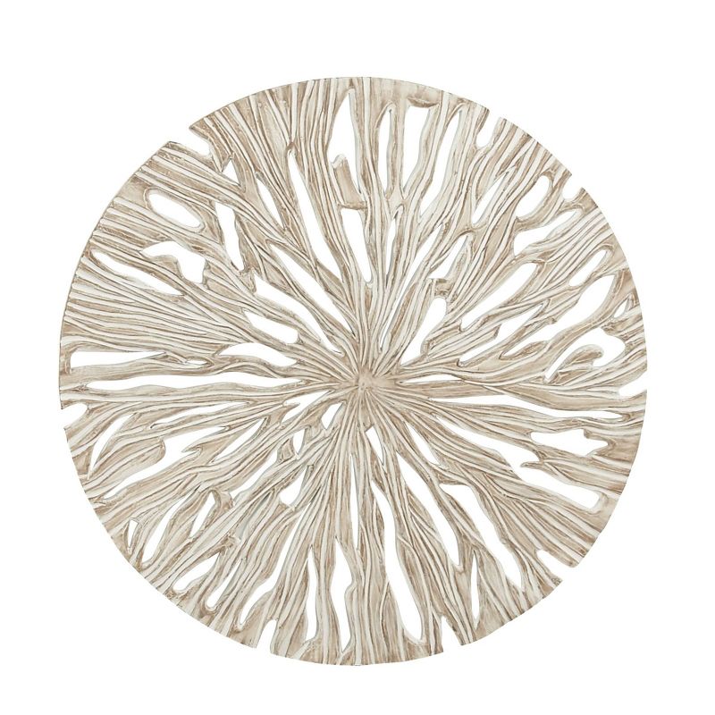 Wood Starburst Handmade Intricately Carved Wall Decor Beige - Olivia & May, 1 of 17