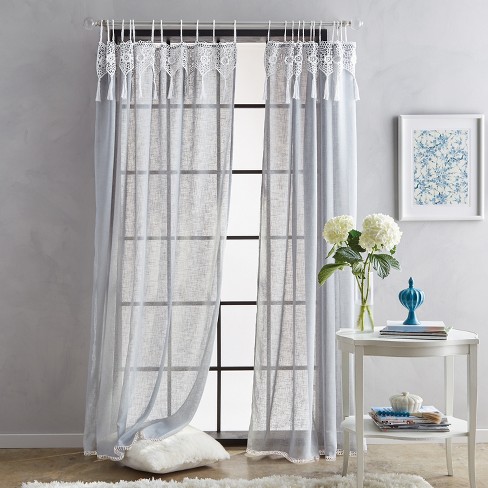 84 Suri Macrame Tab Curtain Panel Gray Target