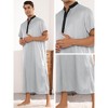 Lars Amadeus Men's Band Collar Short Sleeves Contrast Color Nightshirt - 3 of 4