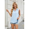 Womens Textured Tie Knot Tops Button Down Shirts Collared Button Vest Lightweight Summer Tops - 2 of 4
