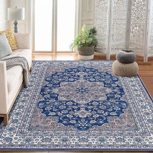 Coolmee Area Rugs Living Room Washable Boho Large Vintage Soft Rug Farmhouse Non-Slip Indoor Floor Carpet for Bedroom Dining Room - 1 of 4