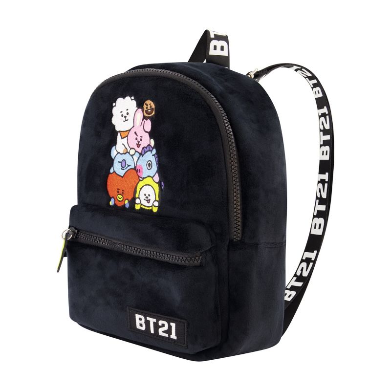 Line Friends BT21 Plush Backpack - Plush Mini Backpack - Tata, Van, Chimmy, Cooky, Shooky and RJ (Black), 2 of 7