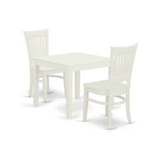 Linen White 3-Piece Wood Dining Set - Small Rectangular Table & 2 Modern Chairs - 1 of 4
