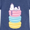 Girls' - Peanuts - Snoopy Stacked Macarons Fitted Short Sleeve Graphic T-Shirt - 2 of 4