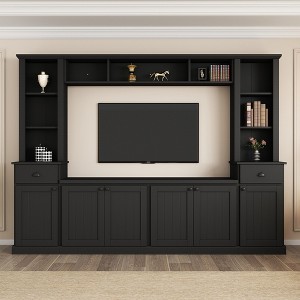 Whisen Ample Storage Space TV Stand with Adjustable Shelves, Wall Unit Set with Bridge for TVs Up to 75'' - 1 of 4