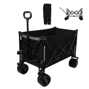 HTUTWOO Capacity Convertible Folding Wagon, Collapsible Wagon Cart, 500lbs Capacit, with Big All-Terrain Beach Wheels & Drink Holders - 1 of 4