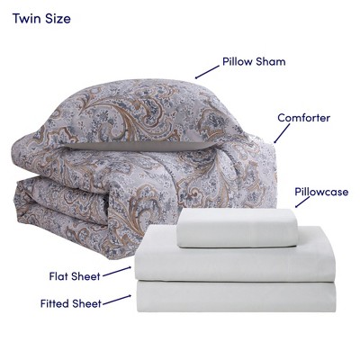 Sweet Home Collections 5pc Watercolor Paisley Bed-in-A-Bag Printed Comforter Set - Twin — фото 2