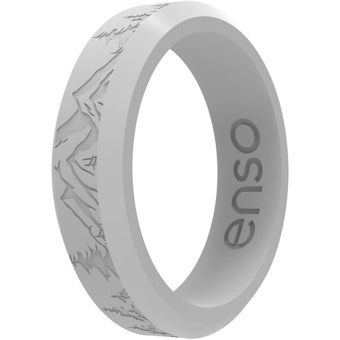 Enso Rings Thin Etched Bevel Series Silicone Ring - 5 - Misty Gray Peak :  Target