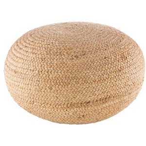Mark & Day Prottes 13"H x 25"W x 25"D Natural Fiber Tan Pouf - 1 of 4