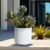 LuxenHome 17.3-Inch Round White Stripes MgO Planter - 2 of 4
