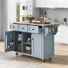 LunaLulinlk Kitchen Cart with Rubber wood Drop-Leaf Countertop ,Cabinet door internal storage racks, Grey Blue - 2 of 4