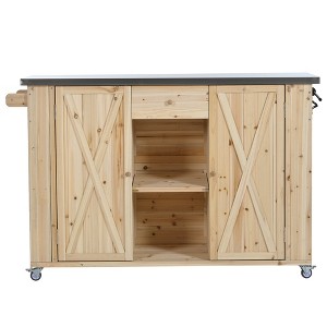 Cesicia 52.25'' W Outdoor Kitchen Island Fir Wood Kitchen Island with Stainless Steel Top, Ample Storage Spacer for Outdoor BBQ, Patio, Backyard - 1 of 4