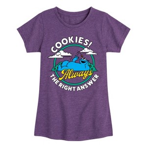 Girls' - Sesame Street - Cookies Always The Right Answer Fitted Short Sleeve Graphic T-Shirt - 1 of 4