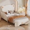 TIRAMISUBEST Twin XL Size Upholstered Stretchable Vaulted Daybed with Bear Shaped Headboard, Modern Daybed Frame Sofa Bed with Slats Support - 2 of 4
