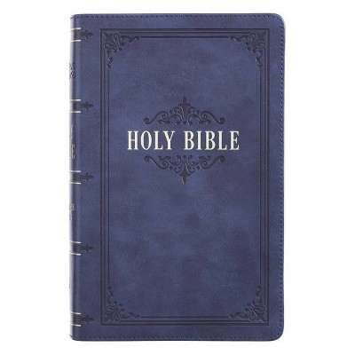 KJV Bible Giant Print Dark Blue - Large Print (Leather Bound)