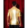 Lars Amadeus Men's Shiny Collar Neck Short Sleeves Sparkle Club Party Polo T-Shirts - 3 of 4