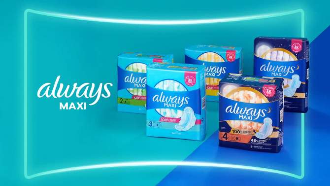 Always Maxi Pads Long Super Absorbency Unscented with Wings - Size 2 - 42ct, 2 of 11, play video