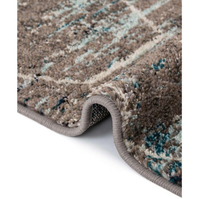 4 ft Square Blue Multi Trellis Synthetic Area Rug