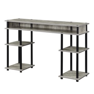 HomeStock Monterey Desk with Charging Station, 47-inch, Weathered Gray/Black - 1 of 4