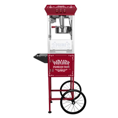 Infurnic Popcorn Poppers, with Cart, Kitchenware for Family Gatherings, Red, 26.38"*15.35"*54.72"
