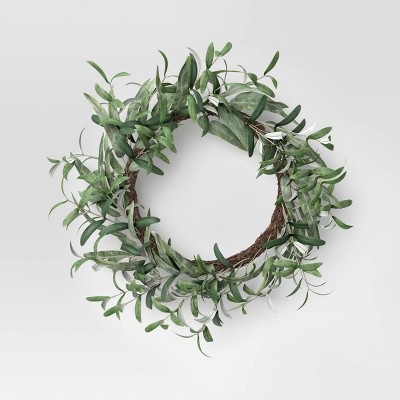 26&#34; Artificial Eucalyptus Wreath Green - Threshold&#8482;