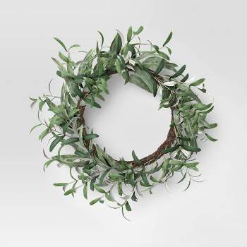 26" Artificial Eucalyptus Wreath Green - Threshold™