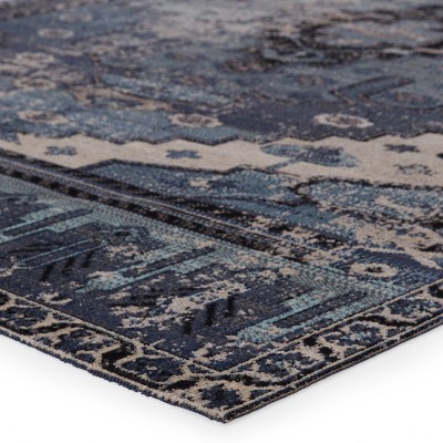 Cicero Blue and Gray Medallion Synthetic Rectangular Area Rug 5'3" x 7'6"