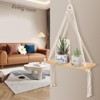 Aoibox Set of 2 Macrame Wall Hanging Shelves, Boho Wooden Floating Shelves for Wall Decor with Handmade Woven Rope - 2 of 4