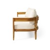 Brooklyn Outdoor Acacia Wood 3 Seat Sofa with Cushions Teak/Beige - Christopher Knight Home: Weather-Resistant Patio Furniture - 4 of 4
