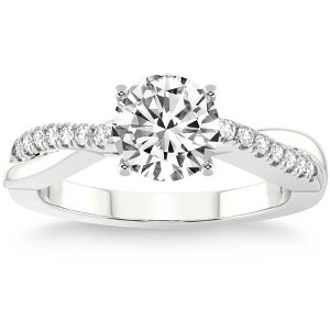 Pompeii3 VS 1 1/4Ct Moissanite & Lab Created Diamond Engagement Twist Ring in 10k Gold - 1 of 4