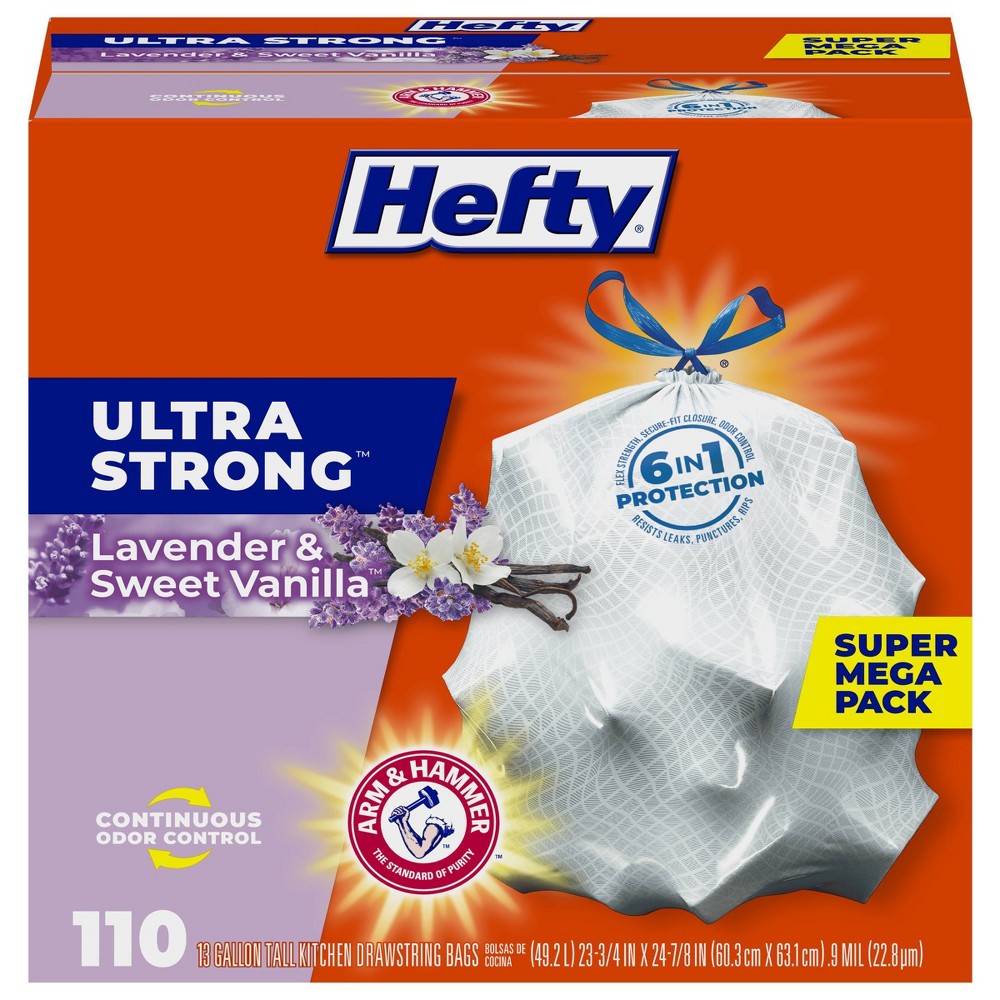 GTIN 013700016745 product image for Hefty Ultra Strong Lavender & Sweet Vanilla Tall Kitchen Trash Bags - 110ct | upcitemdb.com