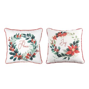 Transpac Fabric Holiday Flourish Pillow Set of 2 Christmas Home Decorations - 1 of 2