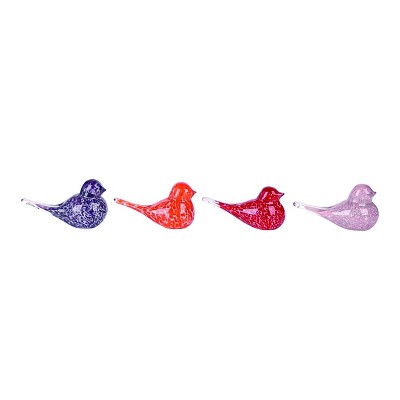 Transpac Glass Mini Speckle Bird Figurine Set of 4 Spring Home Decorations