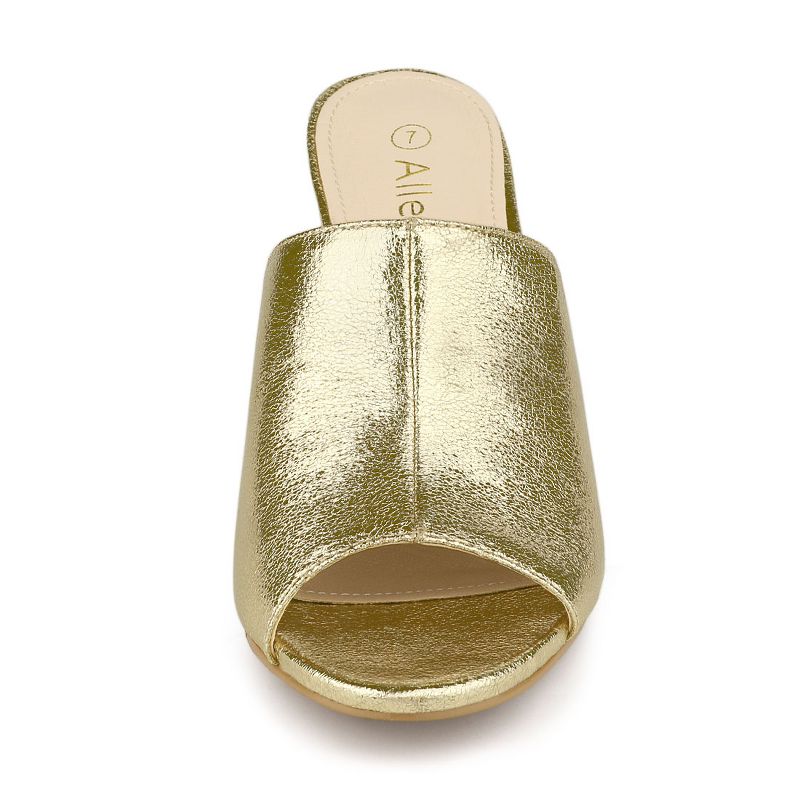 Allegra K Women's Open Toe Mules Chunky Metallics Heels Slide Sandals, 4 of 9
