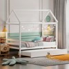 Tangkula Twin House Bed Frame w/ Trundle Roof Wooden Platform Mattress Foundation - 4 of 4
