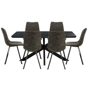 LeisureMod Ravenna 7-Piece Dining Set, 1 X-Shape Base Table 6 Dining Chairs - 1 of 4