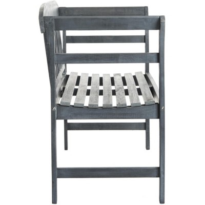 Transitional Ash Grey Acacia Wood 2-Seat Outdoor Bench
