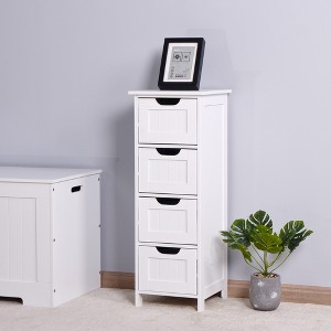 VYNXARIA Chic White Freestanding Bathroom Storage Cabinet with Drawers - 1 of 4