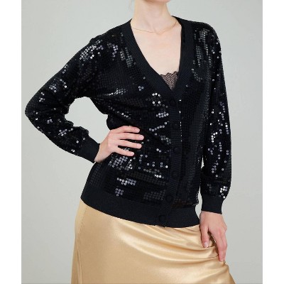 Women's Bria Button Front Sequin Cardigan - Nyland